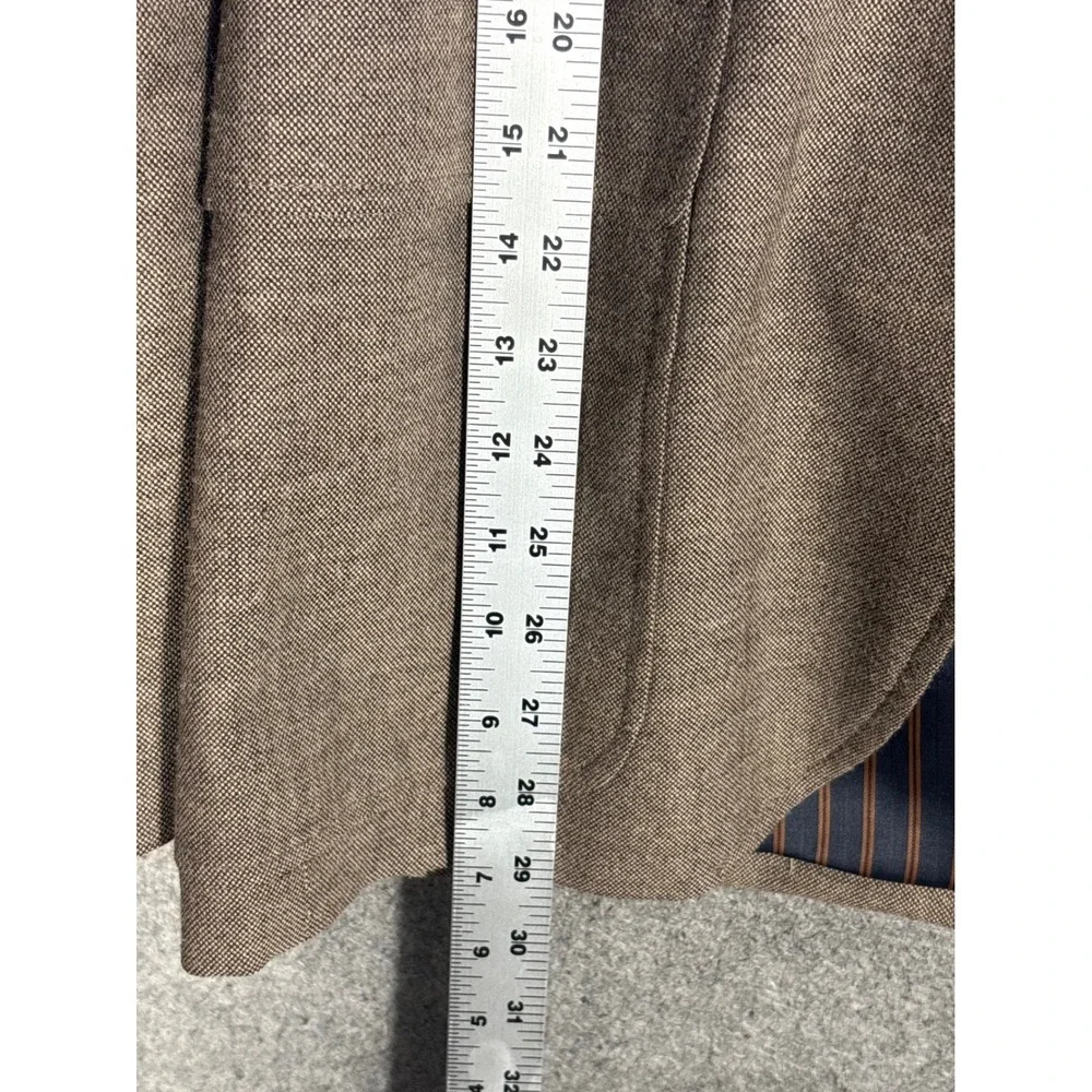 Stafford Essentials Mens 40R Slim Fit Brown Wool Blend Blazer Quilted Bib Jacket
